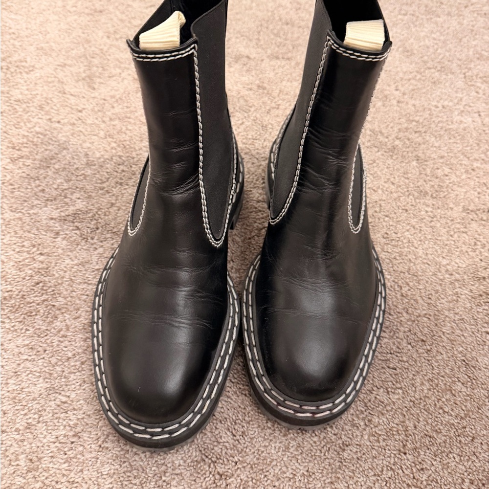 Proenza Schouler Black Leather Boots with Contrast Stitching